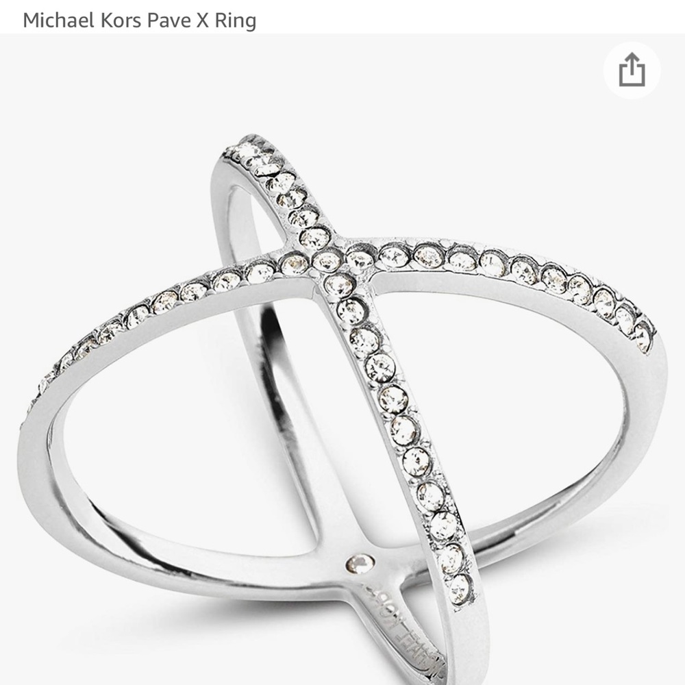 Michael Kors Silver Ring, size 8. Womans. Kris Kross Ring. NEW in bag.